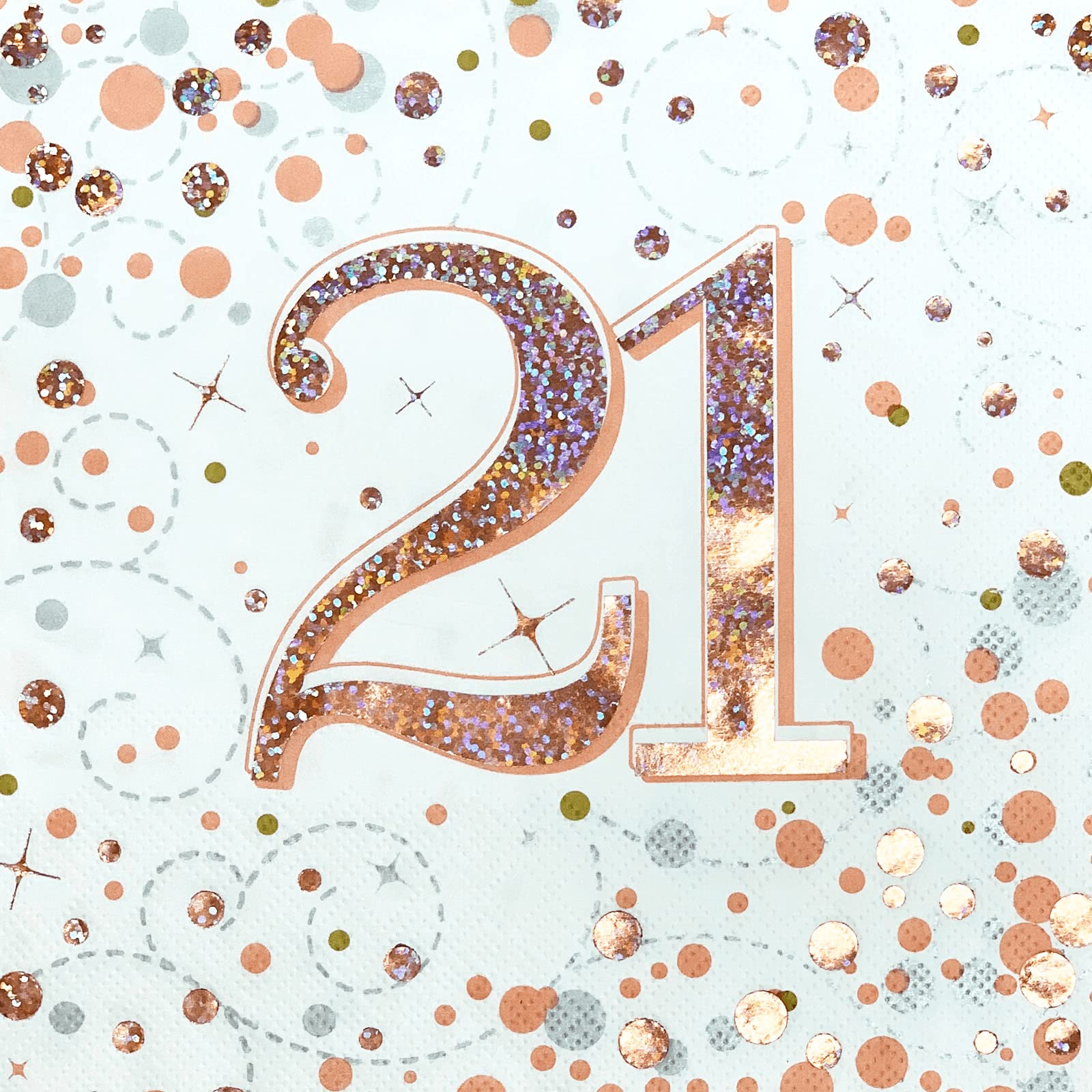 Oaktree Sparkling Fizz 21st Rose Gold 33cm x 33cm 3-ply Napkins 16pcs