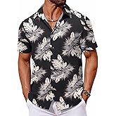 COOFANDY Mens Hawaiian Shirt Short Sleeve Button Down Shirts Tropical Floral Summer Beach Shirts