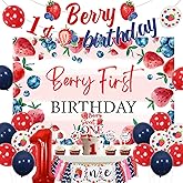 Balterever Berry 1st Birthday Decoration Strawberry Blueberry First Birthday Decorations Berry First Birthday Backdrop Banner Berry Sweet One Highchair Banner for Berry First Birthday Party Supplies