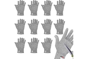 12 Pairs Cut Resistant Gloves -Food Grade Level 5 Protection for Kitchen, Upgrade Safety Anti Cutting Gloves for Meat Cutting
