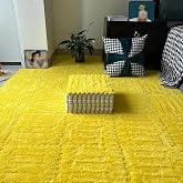12 Pieces Thickened Plush Foam Interlocking Floor Mat,Fluffy Square Foam Tiles with 12 Edgings,Soft Anti-Slip Puzzle Area Rug Playmat for Bedroom,12X12inch,12 Tiles/11.6 Sq.Ft,Yellow