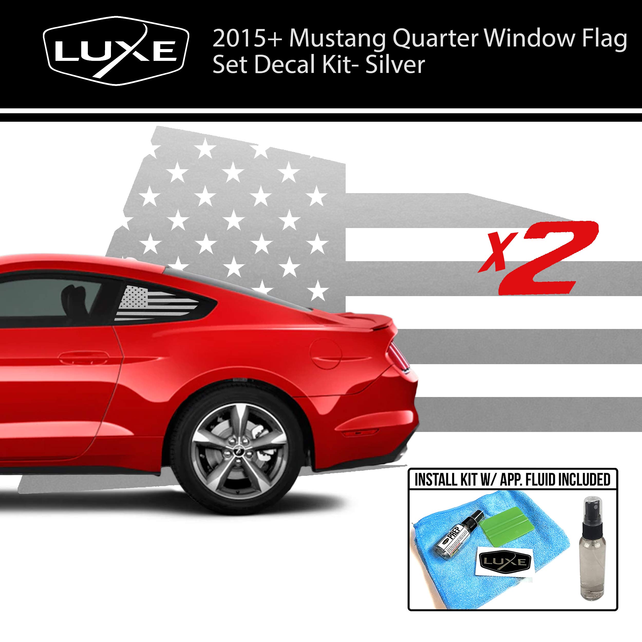 Luxe Auto Concepts2015+ Mustang Quarter Window Flag Set Decal Kit - Silver