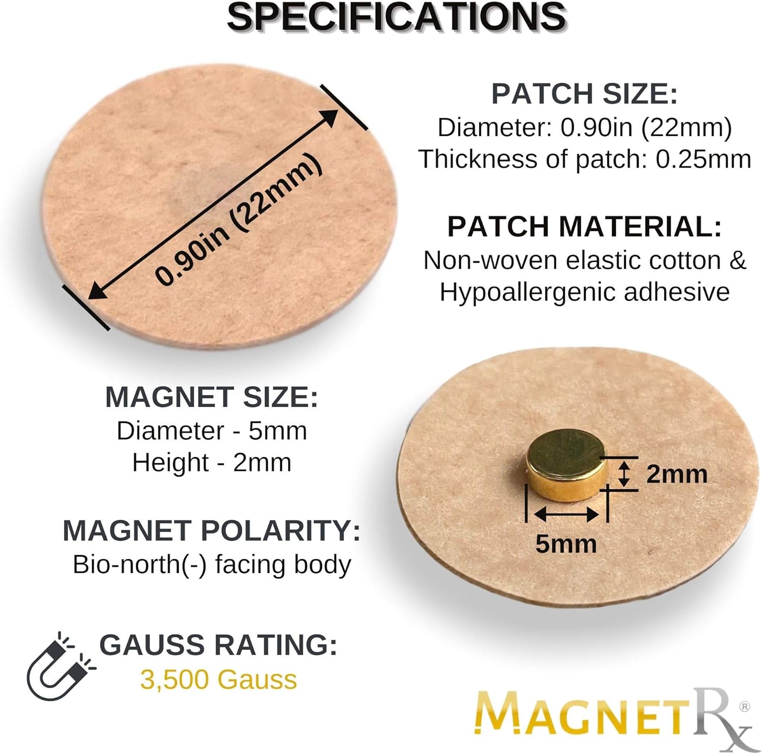 MagnetRX® Magnetic Acupressure Patches - Ultra Strength Healing Magnets for Body & Pain Relief - 3,500 Gauss Acupressure Magnetic Plaster (20 Pack): Health & Personal Care