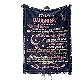 YunTu to My Daughter Blanket from Dad Mom, Warm Letter Throw Blanket for Daughter, Birthday Gifts for Daughter from Mom Dad, Valentine's Gifts for Daughter