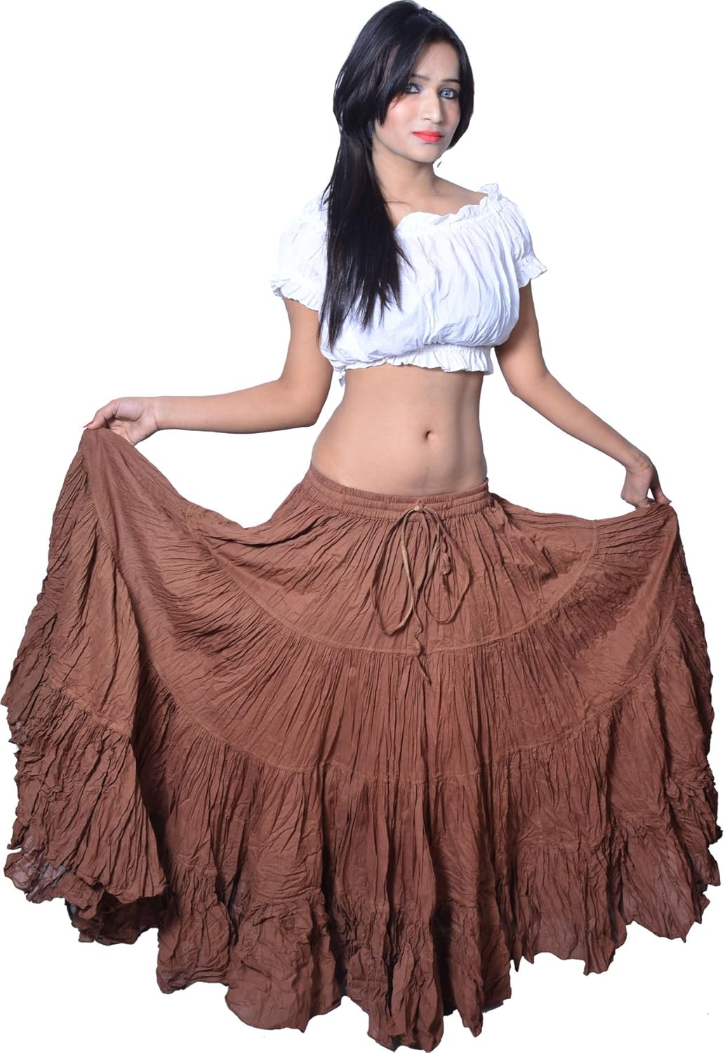 Wevez Plus Size 40 Inches Long Tribal Fusion 25 Yard Skirt (Black): Clothing