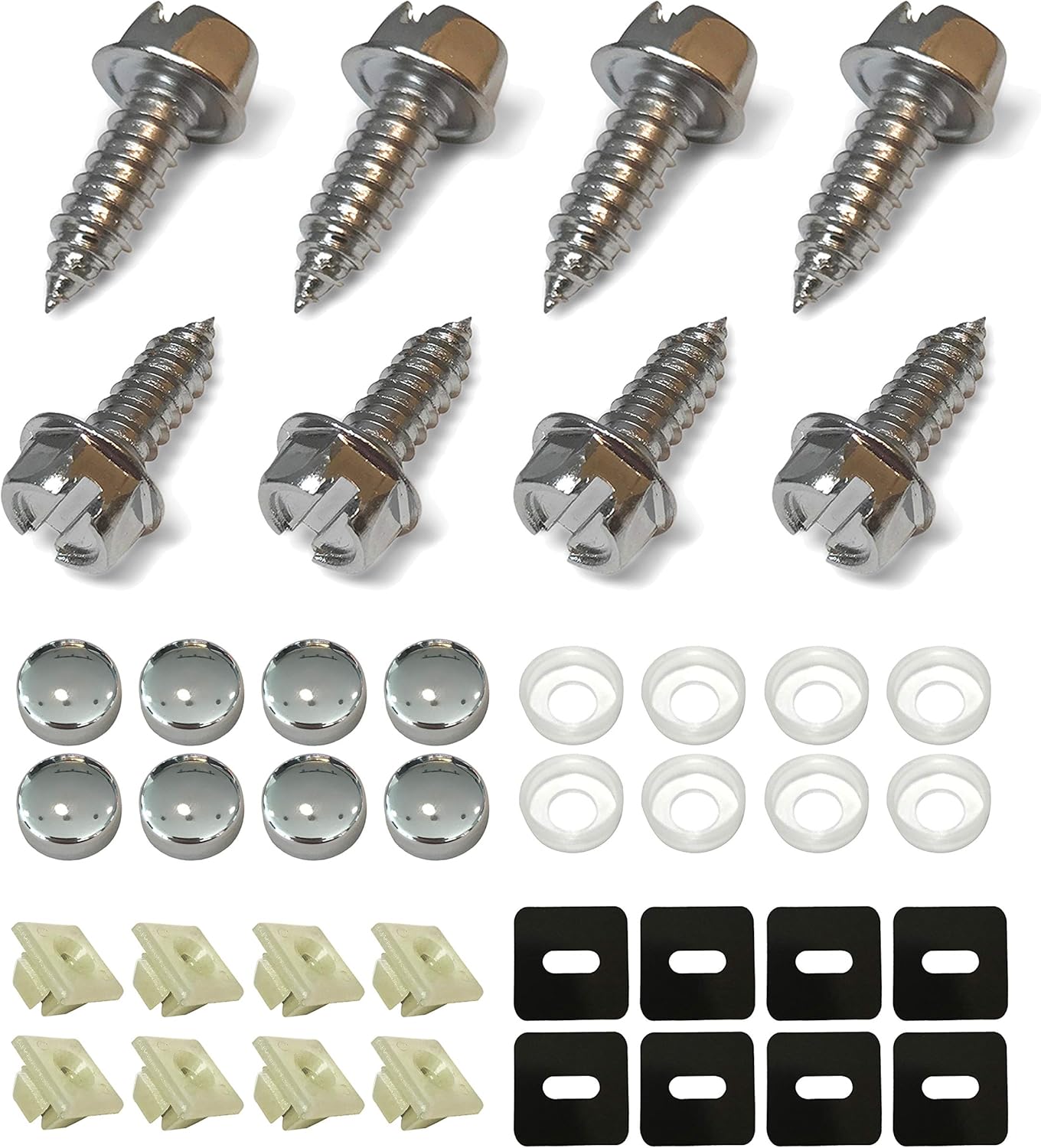 Chrome License Plate Screws Fastener Kit Stainless Steel