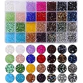 2800pcs Electroplated Tapered Crystal Beads Jewelry Making Kit -Sparkly Beads for Bracelet Making Kit 28 Colors 4mm Crystal Glass Beads Bracelet Necklace Making Kit DIY Crafts, Gifts for Adults Women