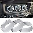 Audio Air Conditioning Button Cover Decoration Twist Switch Ring Trim for Jeep Wrangler JK JKU Patriot 2011-2018, Compass 11-16, Liberty 08-12, Dodge Challenger 08-14 Interior Accessories (White)