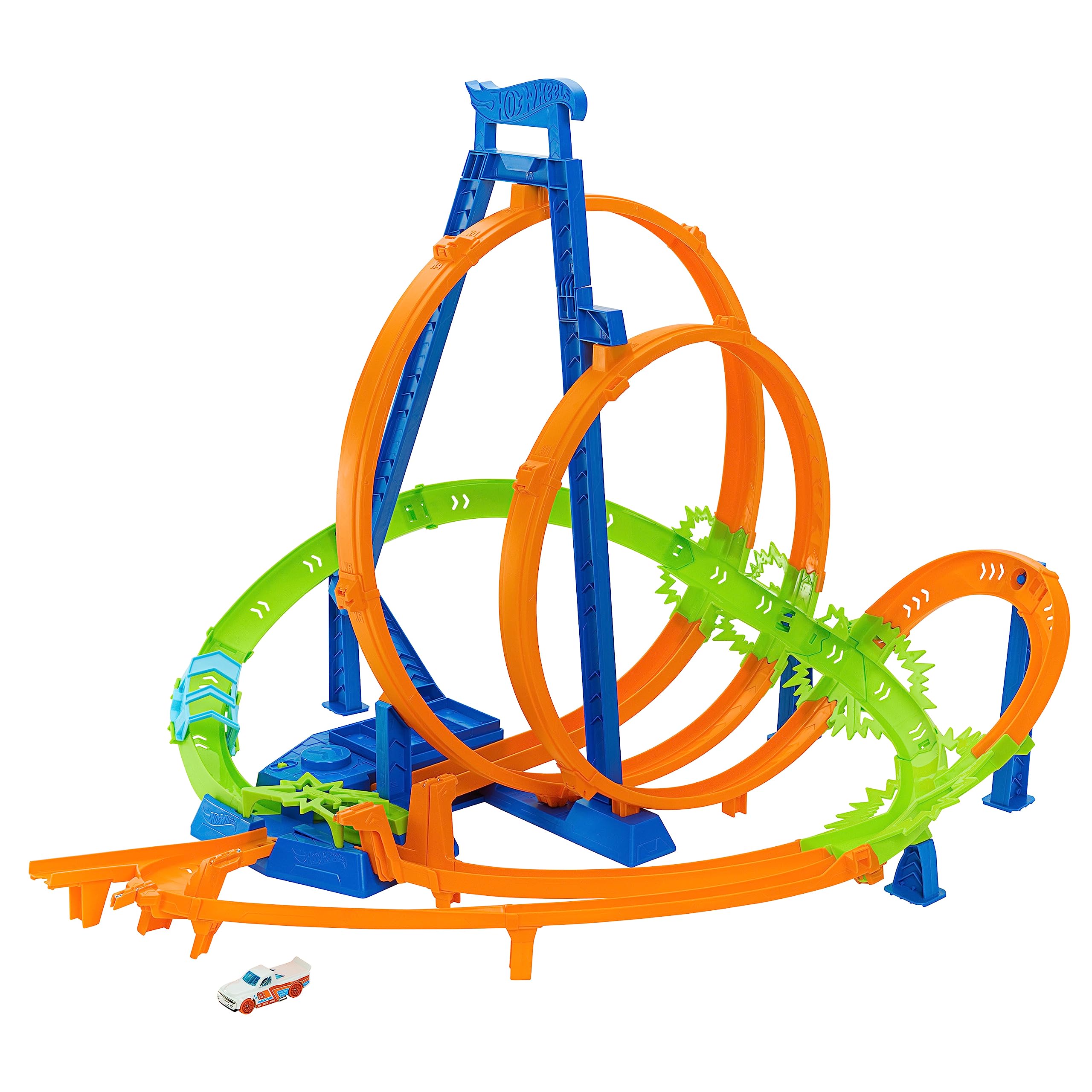 Hot Wheels Track Set, Epic Crash Dash with 5 Crash Zones, Motorized Booster and 1 Hot Wheels 1:64 Scale Toy Car, Easy Storage, HNL97