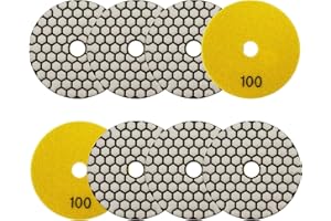 SANLEETEK Dry Diamond Polishing Pads 4"/100mm - 8pcs Grit 100 Polish Pad Kit for Granite Marble Artificial Stone Quartz for Angle Grinder