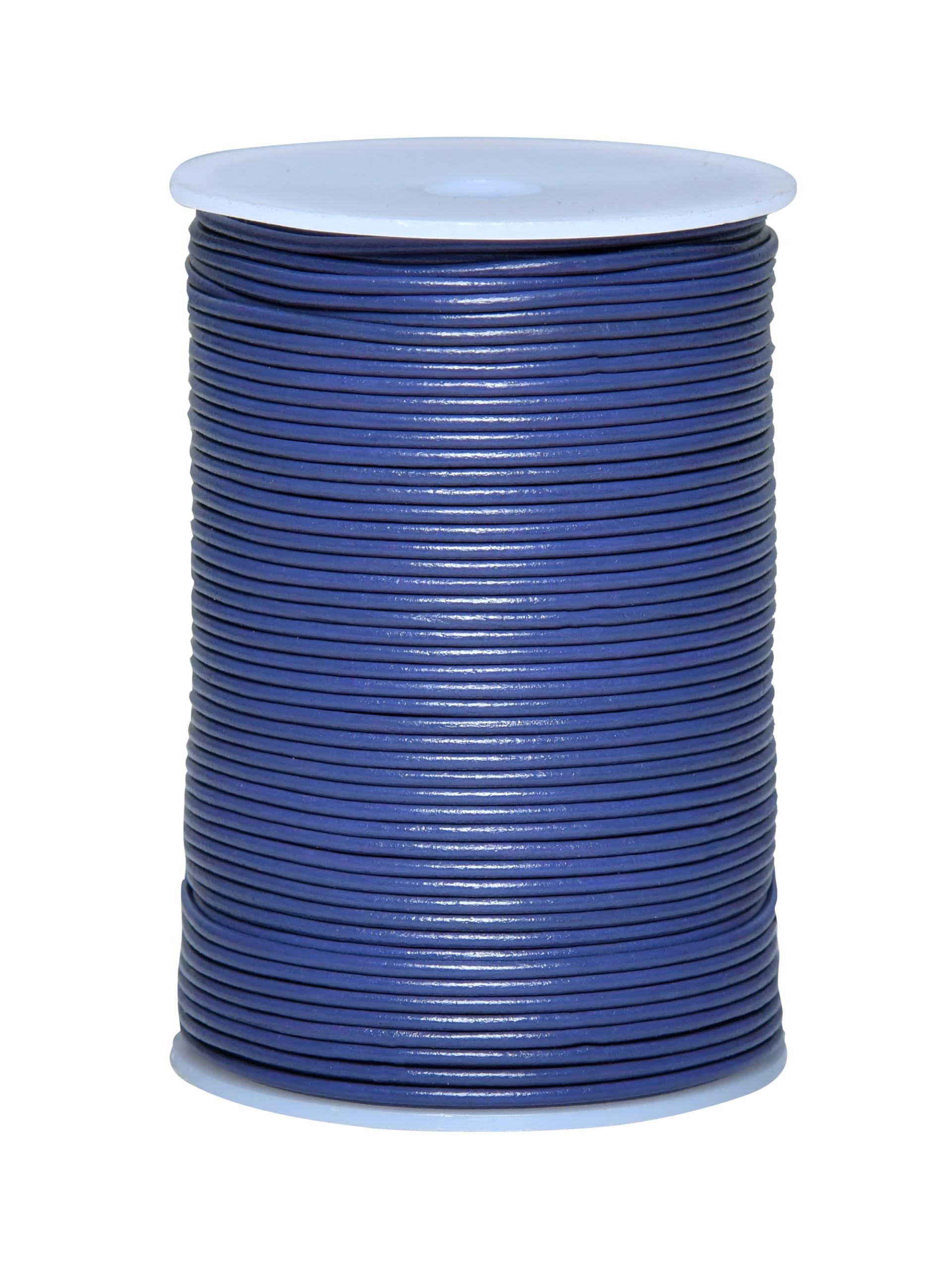 Cords Essentials Round Genuine Leather String Cord, Rope for Jewelry Making, Necklaces, Bracelets, Kumihimo Braiding, Wraps, Crafts and Hobby Projects (Light Violet, 2.0 MM)