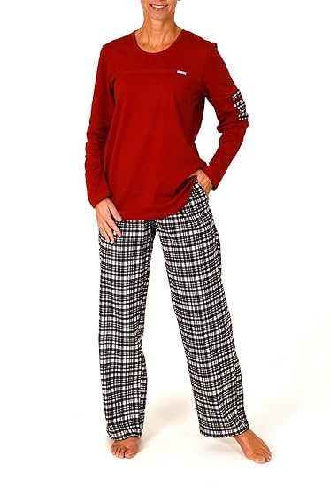 Normann Copenhagen Damen Flanell Pyjama Mix & Match - Hose Flanell Oberteil Interlock -auch in Übergrössen