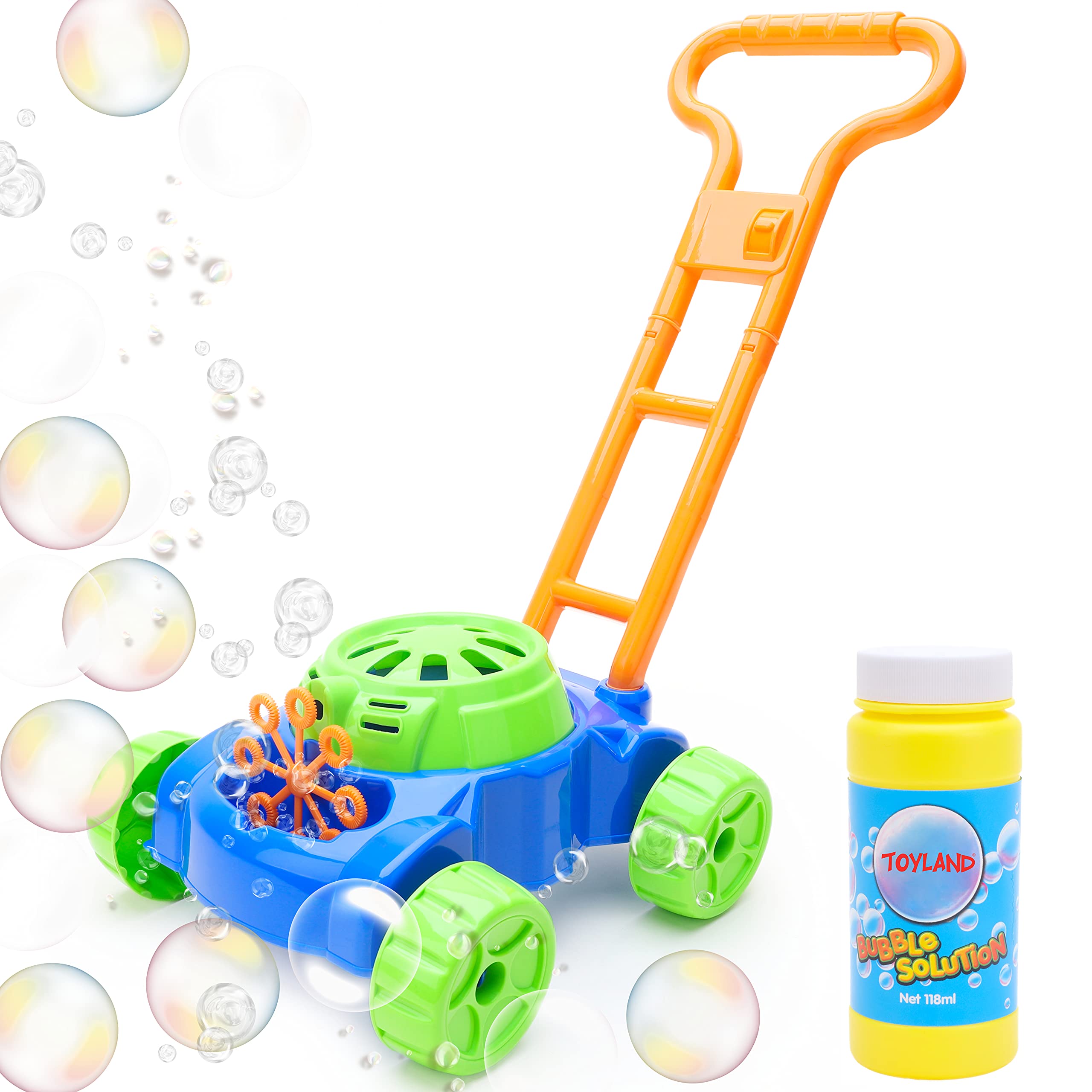 Toyland® Lawn Bubble Mower - Push Along Toy Lawnmower With Bubble Machine - Battery Operated - Outdoor Toys & Garden Play - Bubble Toys