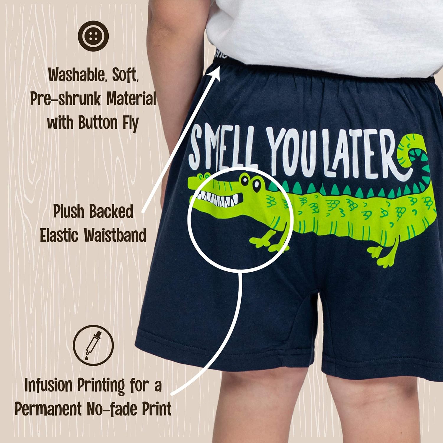 Lazy One Funny Animal Boxers, Novelty Boxer Shorts, Hunorous Kids' Underwear, Gag Gifts for Boys: Clothing