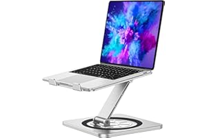 RIWUCT Adjustable Laptop Stand with 360° Swivel Base, Foldable Laptop Riser Holder for Desk, Ergonomic Computer Notebook Cooling Stand Mount, Compatible with MacBook Air Pro, Dell XPS, HP (10-16")