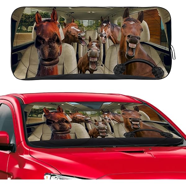Parasol Para Coche Con Estampado De Vacas - Pack De 2, Tamaño Universal 72x65 Cm, Material Reflectante UV, Fácil De Plegar