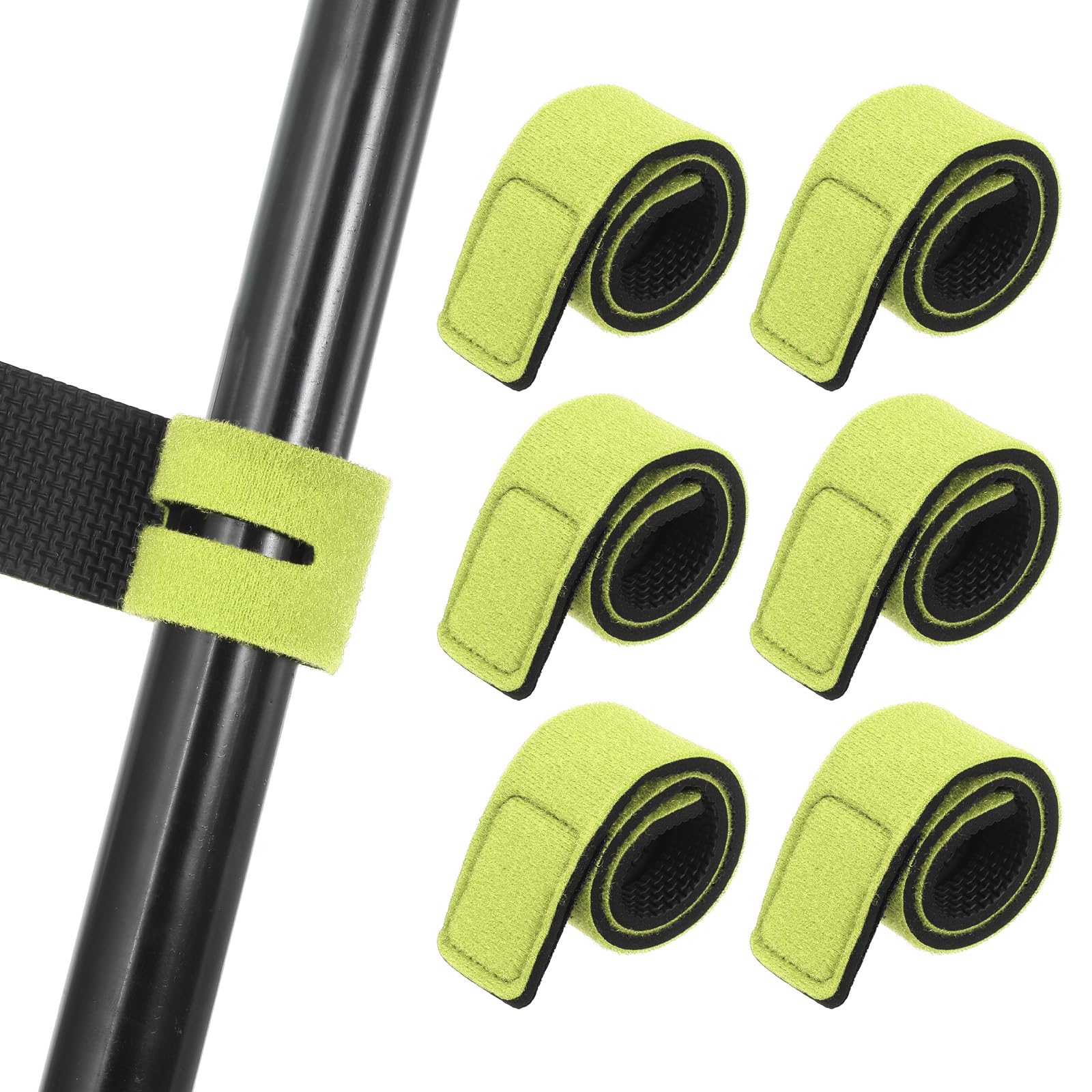 PATIKIL Fishing Rod Straps, 6 Pcs Hook & Loop Fishing Rods Ties Wrap Elastic Pole Straps Belt Stretchy Tackle Ties Casting Holders Bands for Spinning Casting Rods Fly Rods, Green