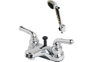 LAGUNA BRASS Builders Shoppe 2009CP/4120CP Motorhome Non-Metallic RV Diverter Lavatory Faucet with Hand Held Shower Set, Chrome Finish