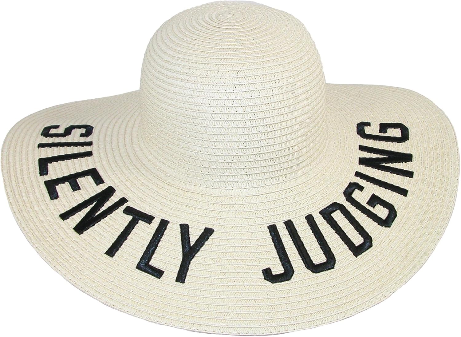 David & Young Silently Judging Embroidered Straw Floppy Hat at Amazon