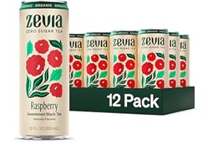 Zevia Organic Sugar Free Iced Tea, Black Tea Raspberry, 12 Ounce Cans (Pack of 12)