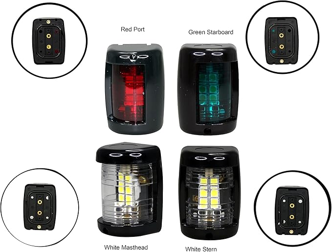 2 NM 10 Inch Fold Down Masthead and All Around White Navigation Light for Boats