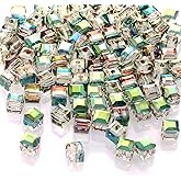 400 Pieces Square Crystal Cube Beads 6 mm Bulk Clear Loose Crystal Beads for DIY Jewelry Crafts Necklace Wristband Earring Kit(Fresh Colors)