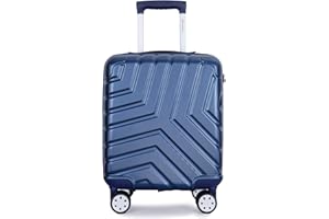 Travelhouse Suitcase travel case hardshell carry-on luggage 16" with universal silent airplane spinner wheels, lightweight TSA lock, cool rolling (Navy, Carry-On 16-Inch)