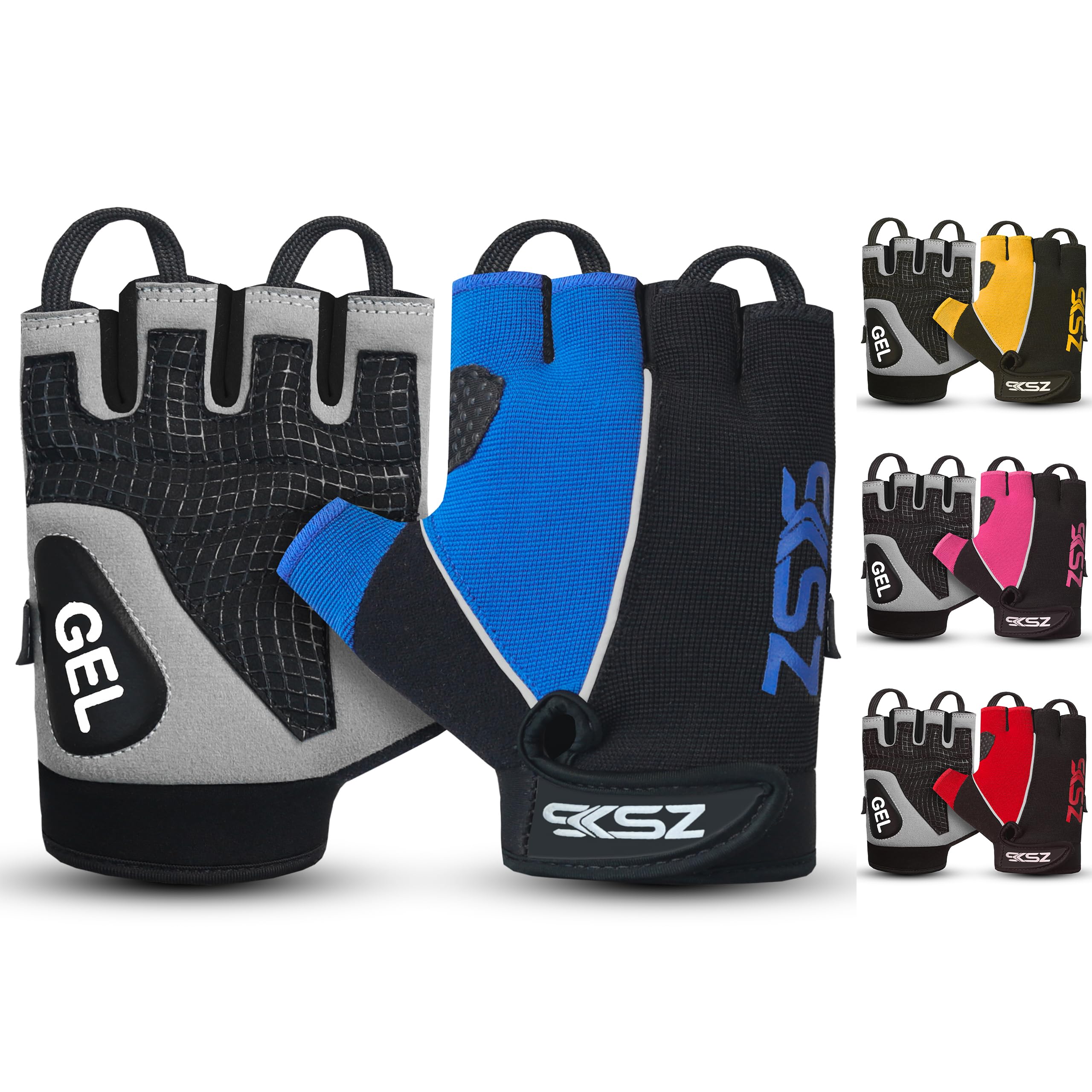 SKSZ LEATHER Gym Gloves| Weight lifting Gloves| Training Gloves with Wrist Support | Gym Gloves Men | Fingerless Work Gloves | for Cycling Hanging & Pull-up’s (S, BLUE)