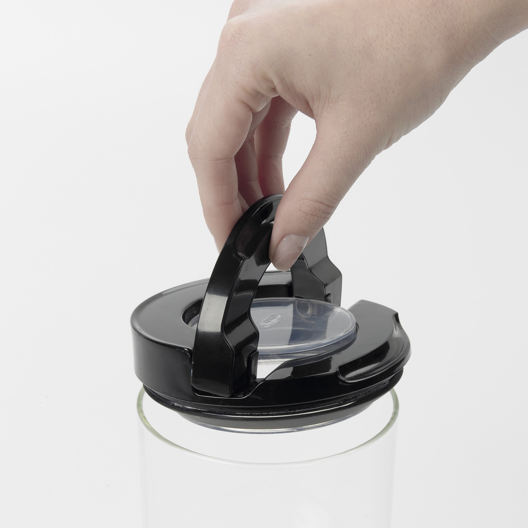 OXO Good Grips Flip Lock Glass Canister, 21/2Quart/22/7Liter, Black