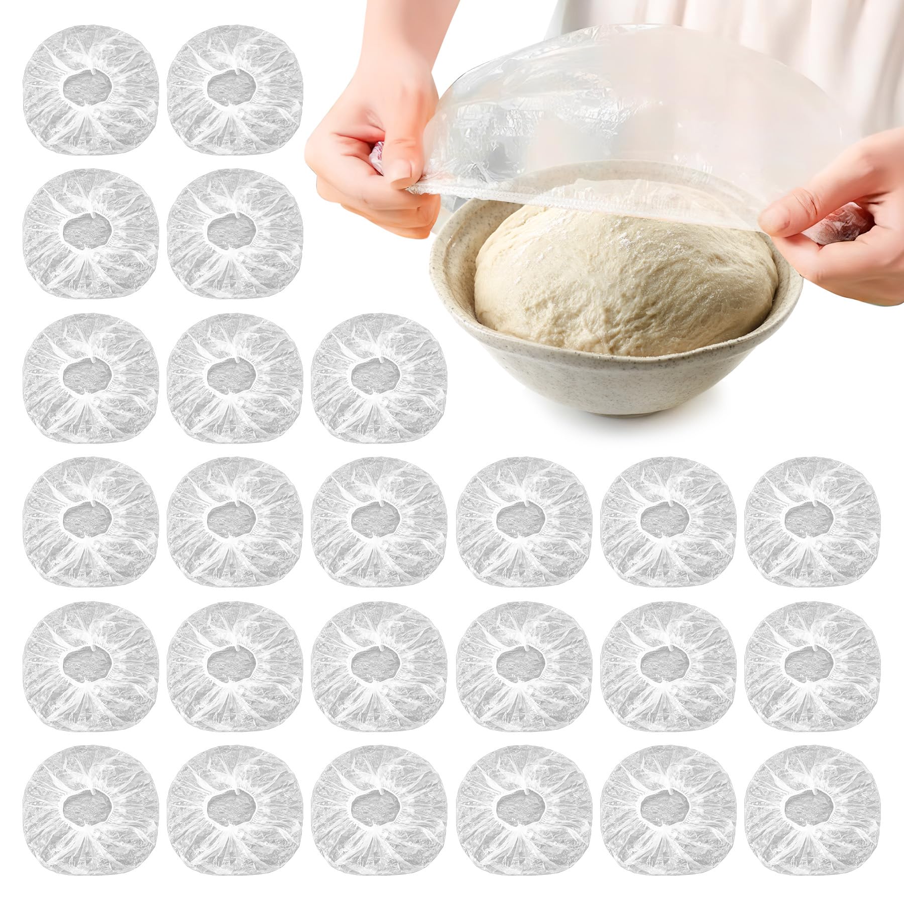 Photo 1 of 120PCS Reusable Bowl Covers for Bread Proofing, Elastic Plastic Covers for Sourdough Rising and Baking Supplies, Stretchable Wrap for Storage Containers