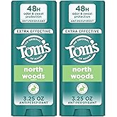 Tom’s of Maine North Woods Antiperspirant Deodorant for Men and Women, 48 HR Odor & Sweat Protection, Patchouli and Lavender Scent, 3.25 oz, 2-Pack