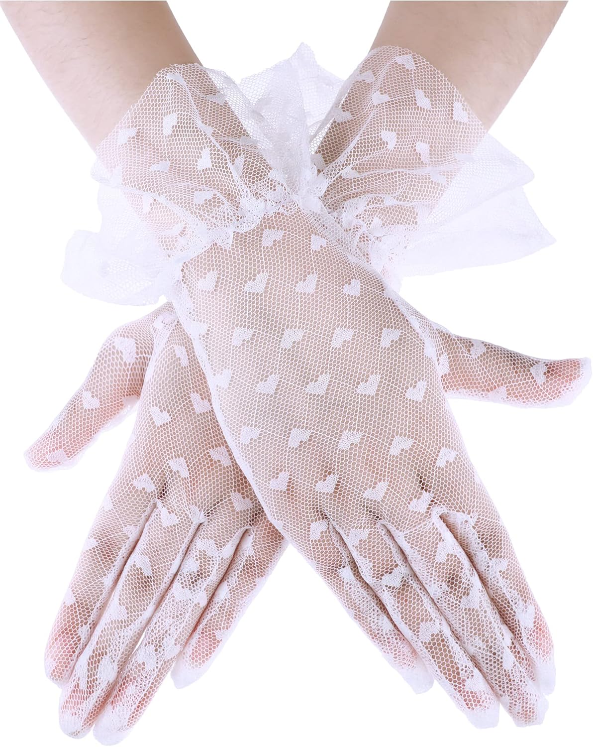 White Black Lace Gloves Elegant Tea Party Gloves for Women Bridal Lace