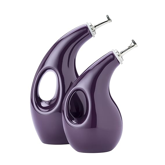 Rachael Ray Stoneware EVOO Oil and Vinegar Dispensing Bottle Set, 2