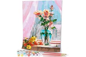 Opalberry Paint by Numbers for Adults - 16x20 Wrinkle-Free Rolled Canvas - Adults' Paint-by-Number Kits on Canvas - DIY Painting by Numbers for Adults - Paint by Numbers Flowers
