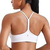 CRZ YOGA Butterluxe Y Back Sports Bras for Women - Padded Racerback Low Impact Spaghetti Thin Strap Workout Yoga Top