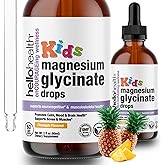 Kids Magnesium Glycinate Liquid Drops – Sugar Free Liquid Drops, Happy Calm for Kids Calming Supplement Complex – Magnesium for Children & Nighttime Sleep, Pineapple Flavor 2 Fl Oz.
