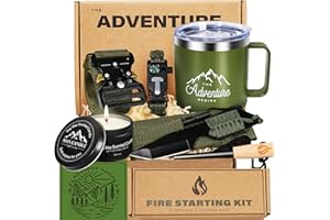 Frerdui Gifts Set for Men,Dad Gift Box Dad Gifts from Son Daughter,Gift for Father's Day Birthday Tumbler Mug Gift Box Basket, Cool Camping Ourdoor Survival Kit for Son Dad in Law Husband