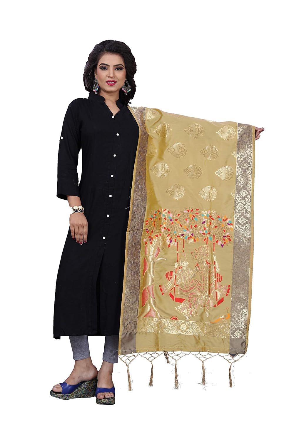 banarasi mode banarasi silk dupatta radha krishna pink rani