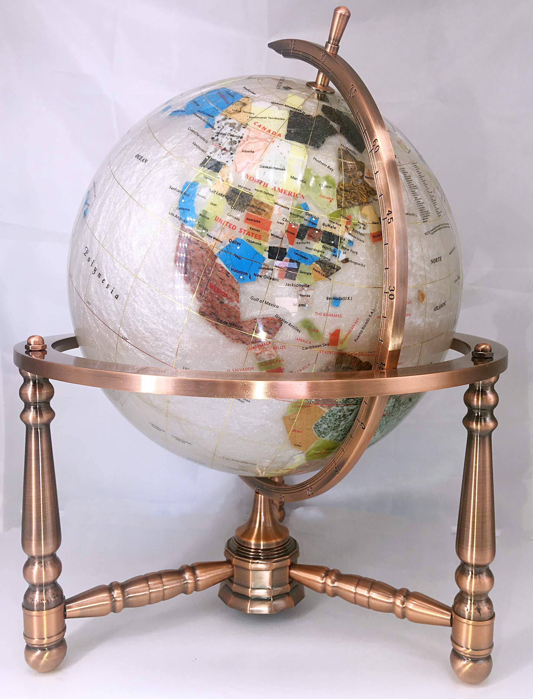 Unique Art Since 1996 330 MNGT Pearl Copper Desktop Gemstone Globe