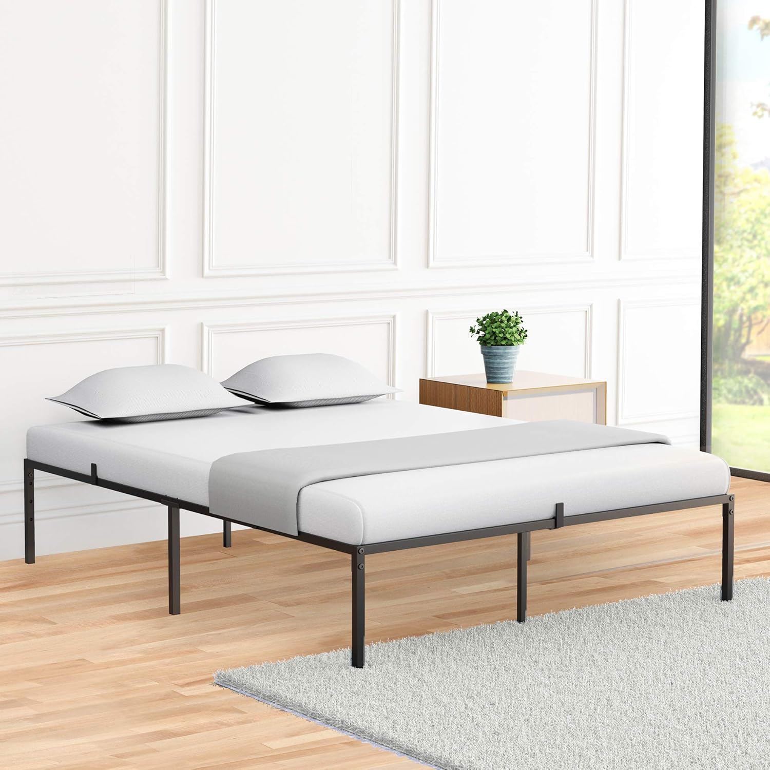 Amyove Modern Metal Bed Frame No Box Spring Needed