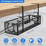 Luqixcey No Drill Under Desk Cable Management Tray Sturdy Metal Clamp Black view 2