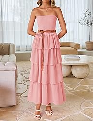 ZESICA Women‘s Summer Boho Strapless Maxi Dress