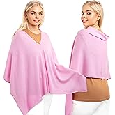 InCashmere 100% Pure Cashmere Women Poncho Sweater - Lightweight Warm Knitted Shawl Wrap - All Year Round Dress Topper Gift