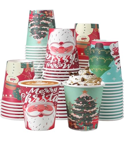 Amazon.com: Zhehao 200 Pcs Christmas Paper Cups Xmas Disposable