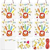 DoubleFill 24 Sets Religious Bible Crafts Kit for Kids 5 Finger Prayer Handprint Craft Make Your Own Christian Bible Prayer Board Kit Gift for VBS Sunday School Classroom Church Activities