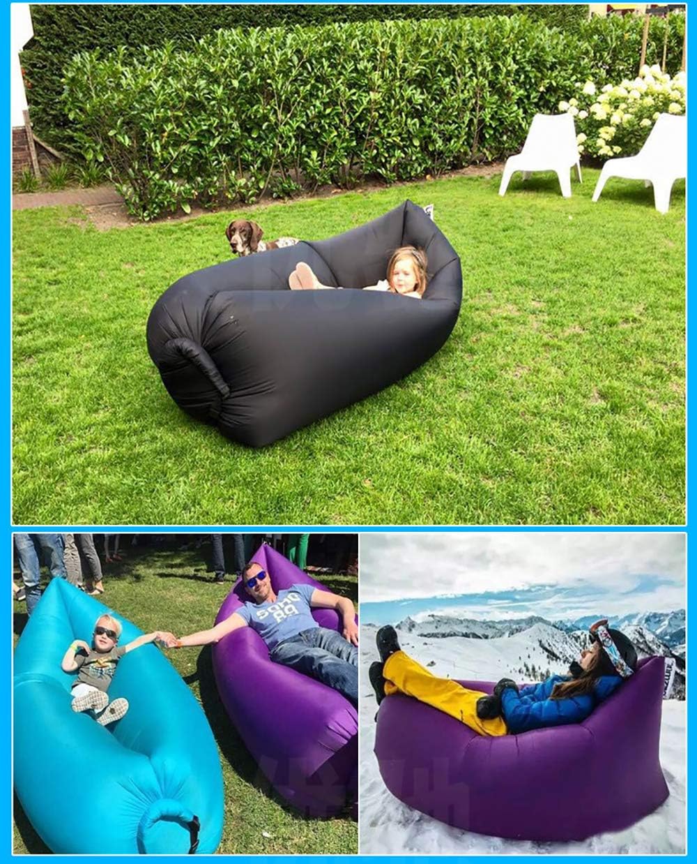 portable pool lounge chairs on Estong Inflatable Lounger Air Couch Portable Sofa Indoor Outdoor Chair Lazy Hammock Blow Up Bag Camping