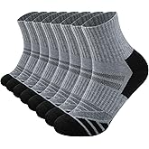 COOPLUS Mens Cushioned Ankle Socks Athletic Performance Quarter Socks Moisture Wicking Running Socks(8 Pairs)