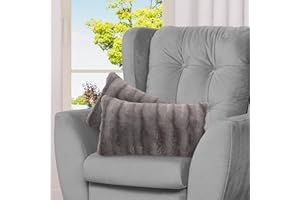 Cheer Collection Faux Fur Throw Pillows - Decorative Pillows for Couch, Bed Throw Pillows, Grey Accent Pillows for Bedroom or Living Room Aesthetic, Set of 2 Furry Throw Pillows, 12" x 20"