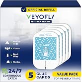 VEYOFLY Official Refill Fruit Fly Traps Indoor, Gnat Trap | 5-Pack | Slide-in refills, fits your trap, strong adhesive traps fruit flies &amp; gnats, no mess, easy to replace, insects hidden