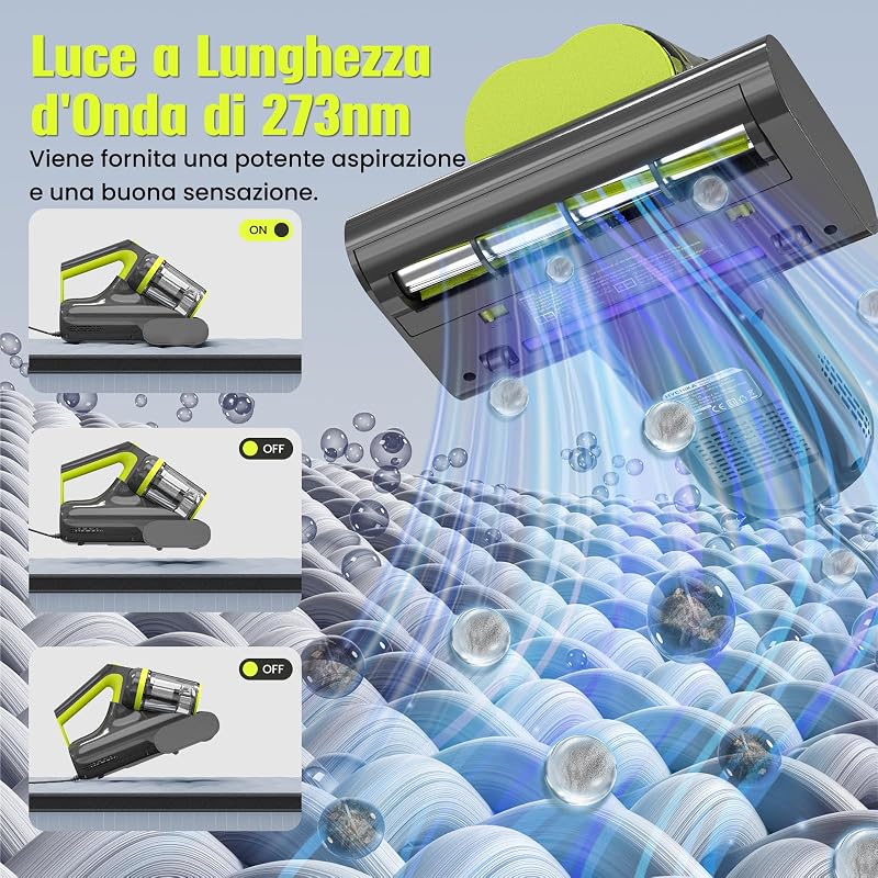 HYCHIKA Battimaterasso - 16kPa Aspirapolvere per Materassi Antiacaro